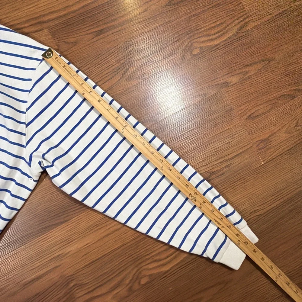 Nike France FFF Long Sleeve Rugby Shirt Jersey Striped White Blue Men's Size M